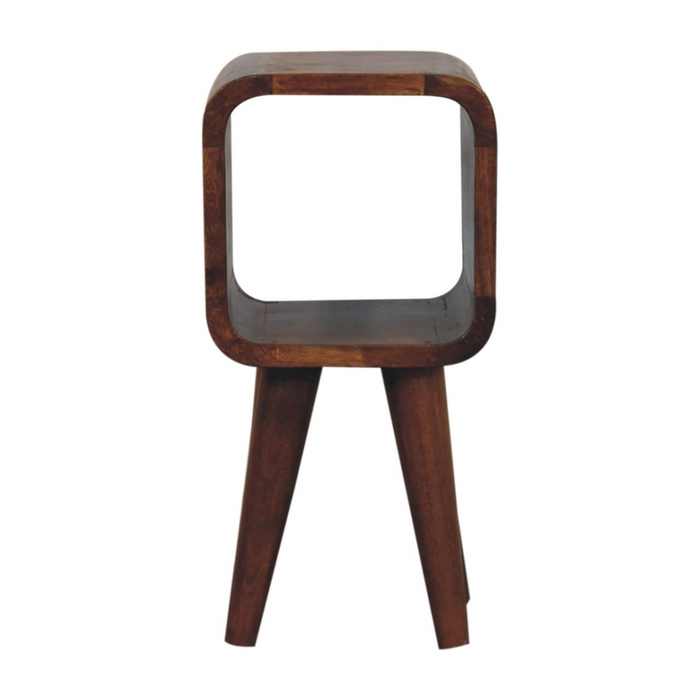Artisan Furniture Solid Wood Extra Mini Minimalist Open Curved Chestnut Bedside