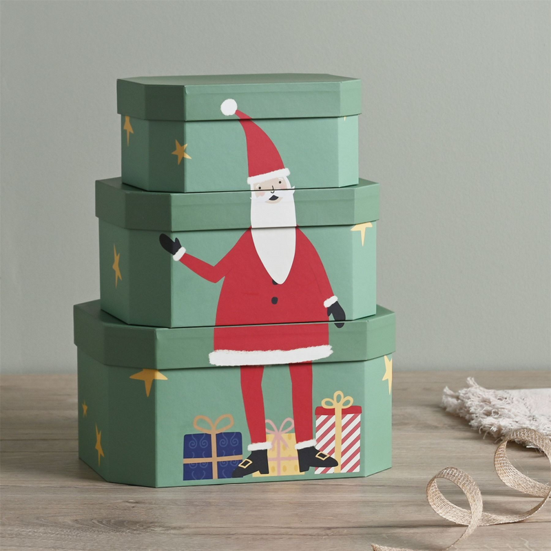 Set of 3 Santa Stacking Boxes