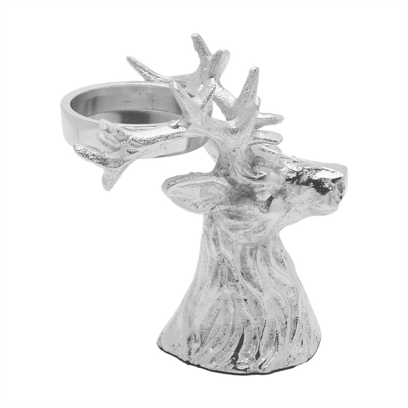 Metal Stag Tealight Holder in a Silver Tone