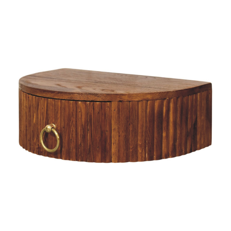 Artisan Furniture Solid Wood Ring Pull Wall Nightstand, 1 Drawer, Brown