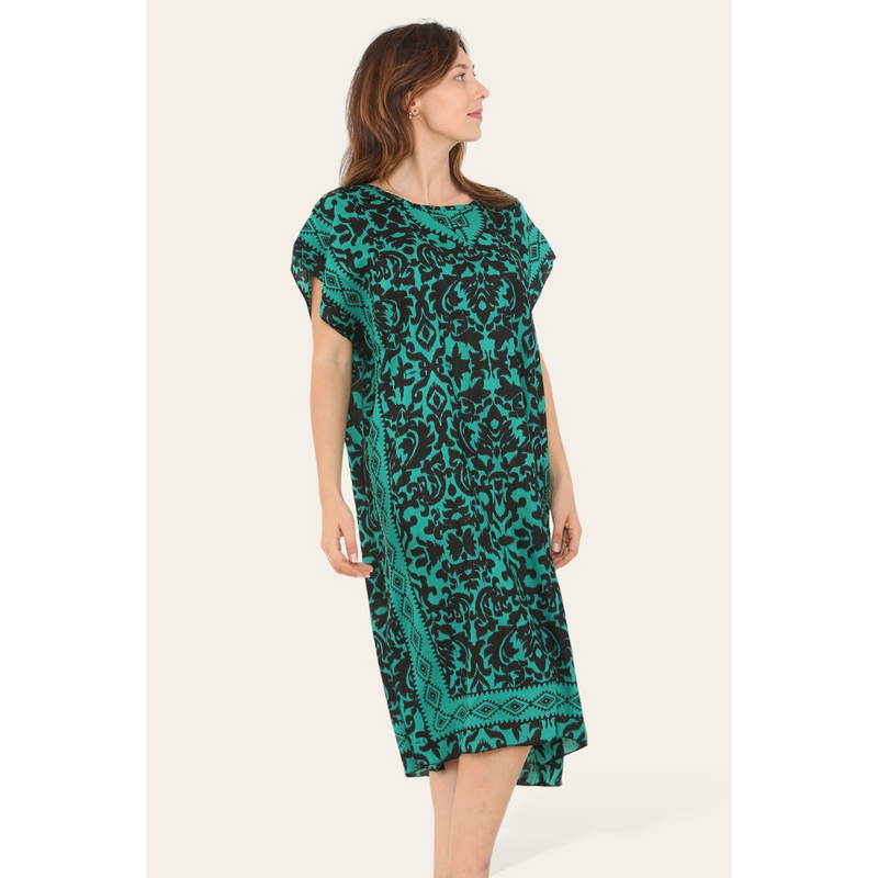Short Caftan Dress, Ethnic Print
