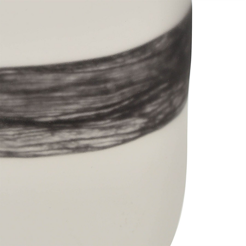 Objets d''Art White Glass Vase with Black Band 22.5cm