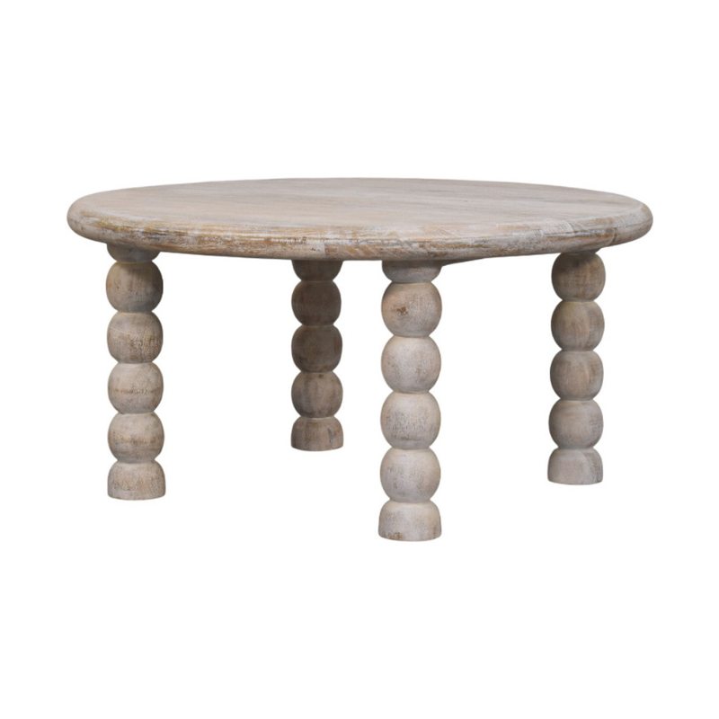 Artisan Furniture Solid Wood Spindle Salted Oak Coffee Table, Grey