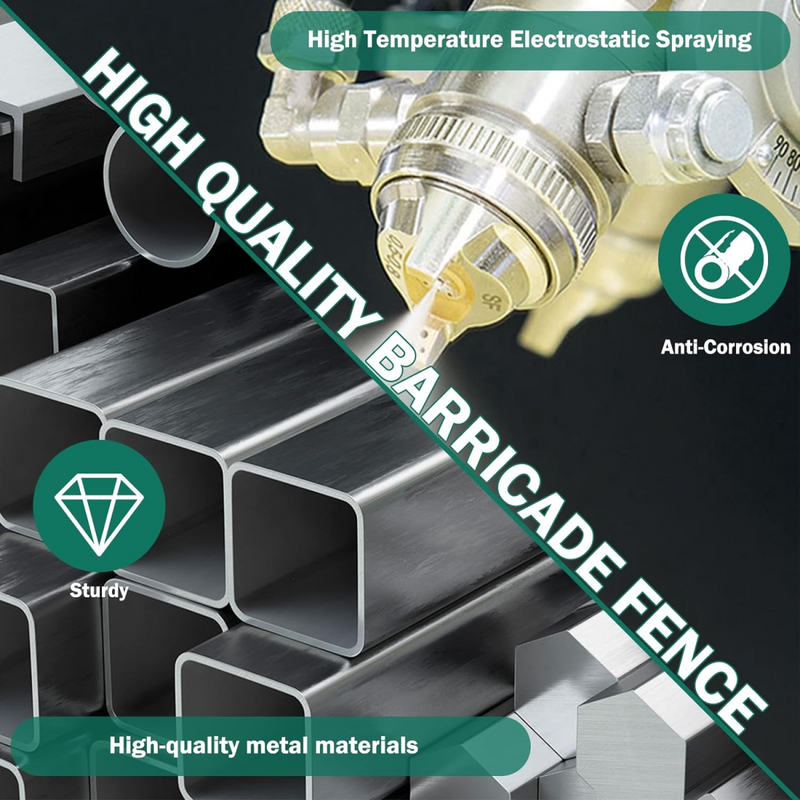 Metal Expandable Barricade, 17 Feet Retractable Fence Outdoor, Mobile Safety Barrier Gate, Easily Assembled Expanding Gate with Casters, Collapsible Accordion Barricade Gate Outdoor