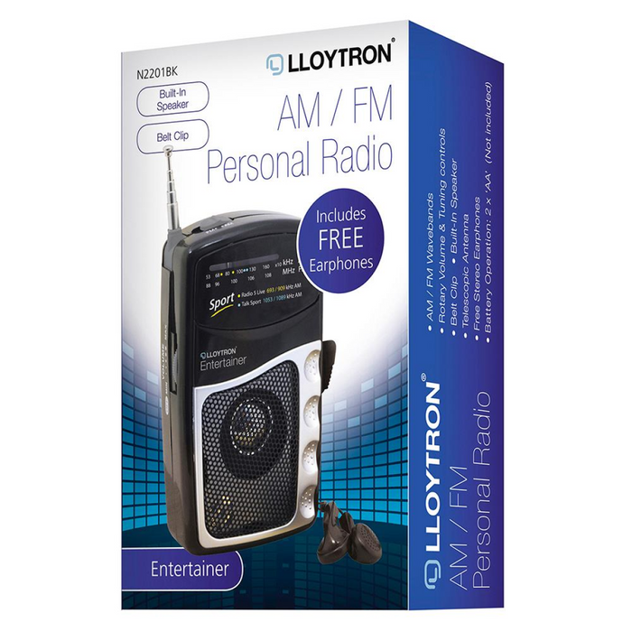 Lloytron 2 Band Personal Sports Radio with Earphones- N2201BK