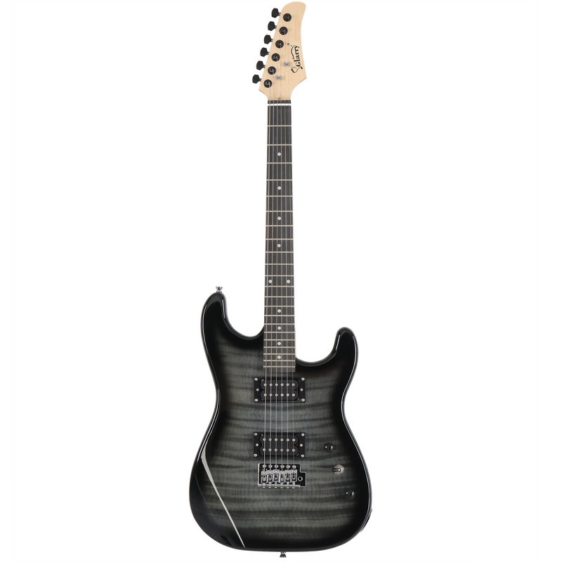 GST Stylish H-H Pickup Tiger Stripe Electric Guitar Kit with 20W AMP Bag Guitar Strap Black