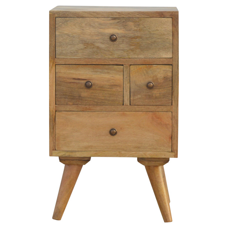 Artisan Furniture Solid Wood Nordic Style 4 Drawer Multi Bedside