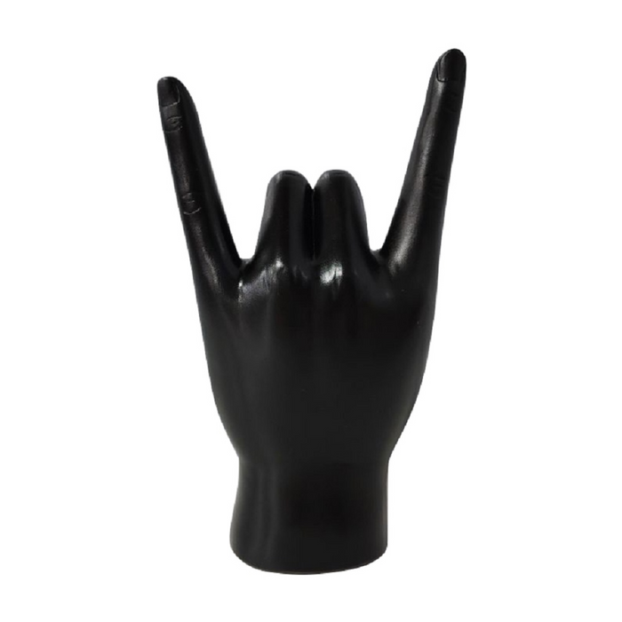 Resin Rock n Roll Hand Gesture Sculpture, Black and Gold Figurine for Home Decor Statue Gift