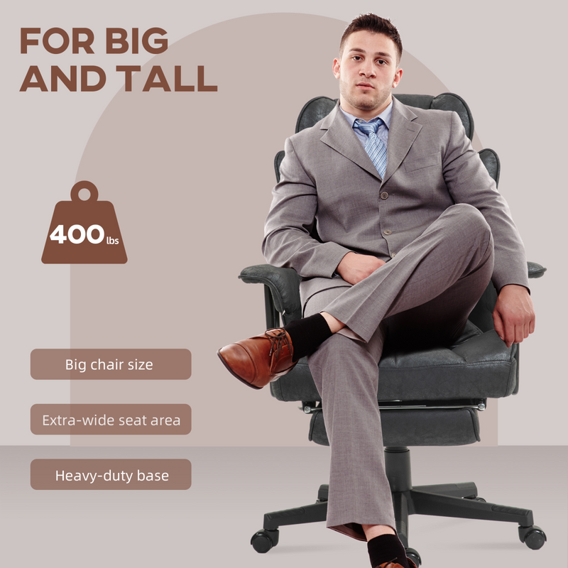 HOMCOM Office Chair, Ergonomic Desk Chair with Foot Rest, Black