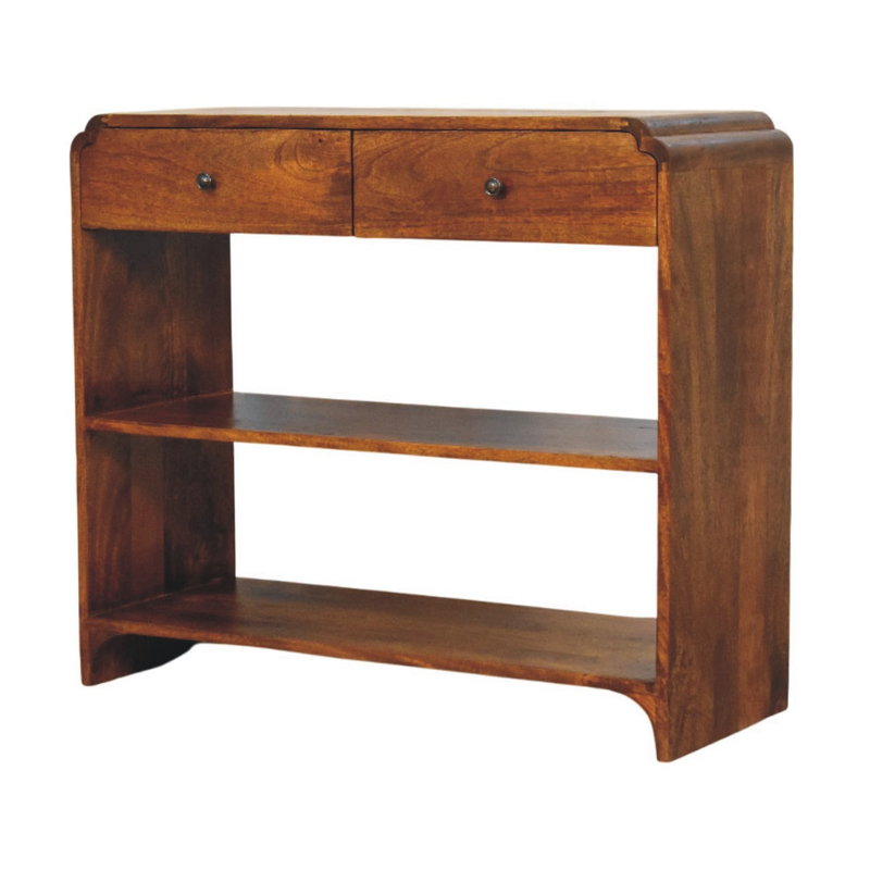 Artisan Furniture Solid Wood Ellington Console Table, 2 Drawer & 2 Open Slots, Brown