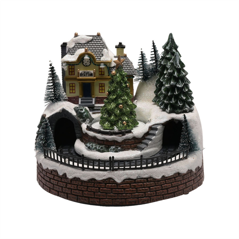 LED Musical Station with Rotating Train