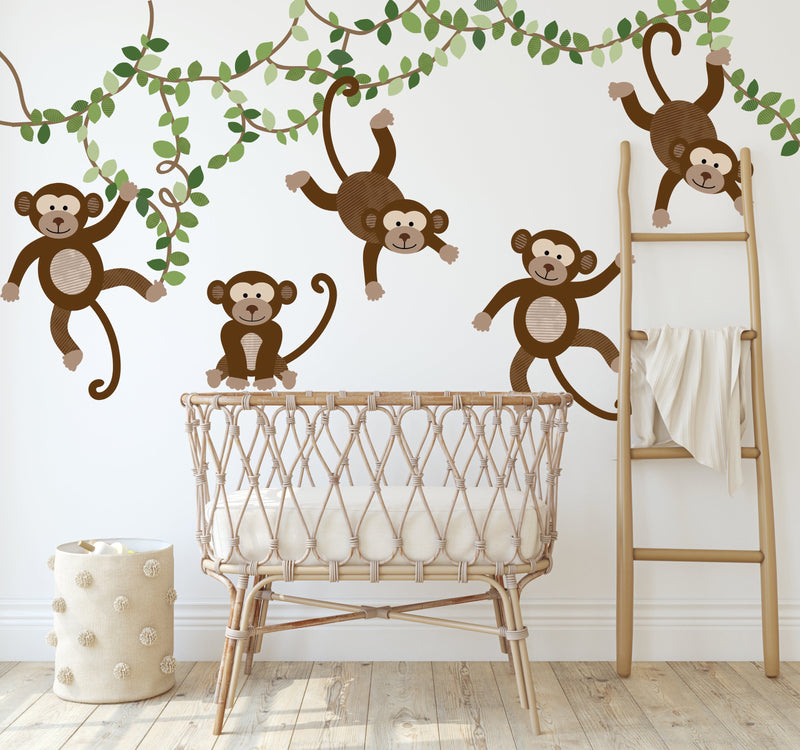 Extra Monkeys, Vines & Leaves - Repositionable Wall Decals Add-on Set