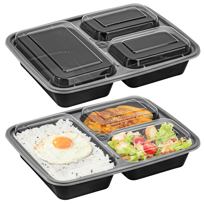 VINSANI 10pk 3 COMPARTMENTS MEAL PREP CONTAINERS 1010425 X 3