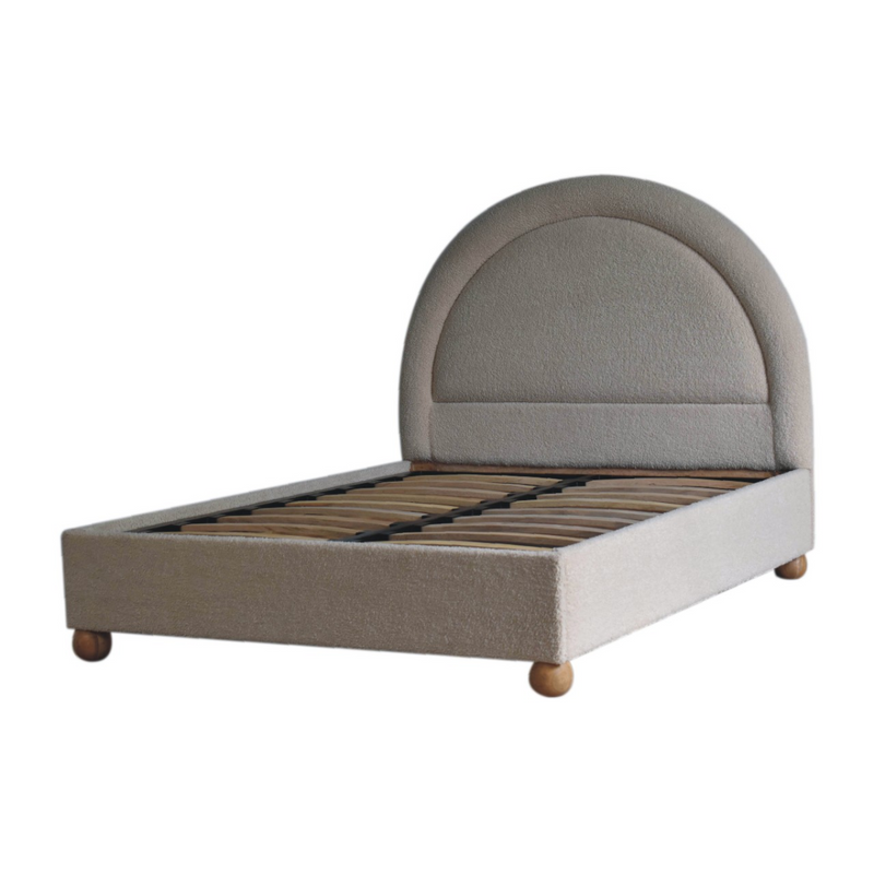 Artisan Furniture Solid Wood Cream Boucle Double Bed