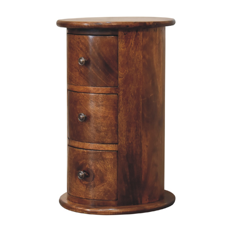 Artisan Furniture Solid Mango Wood Mini Chestnut Drum Chest