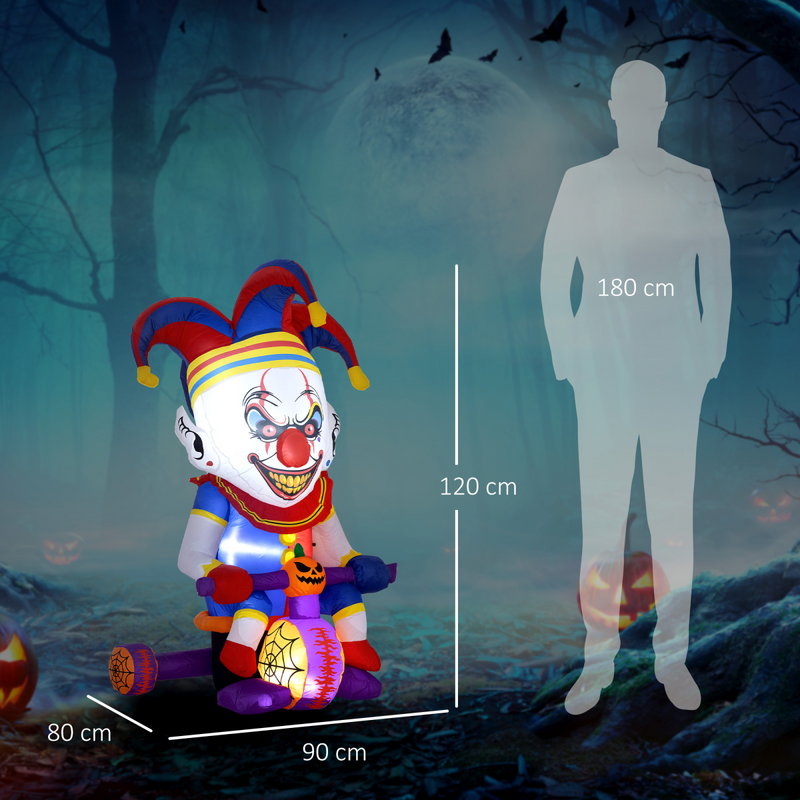 Outsunny 4ft Blow Up Outdoor Halloween Decoration, Clown on Bicycle