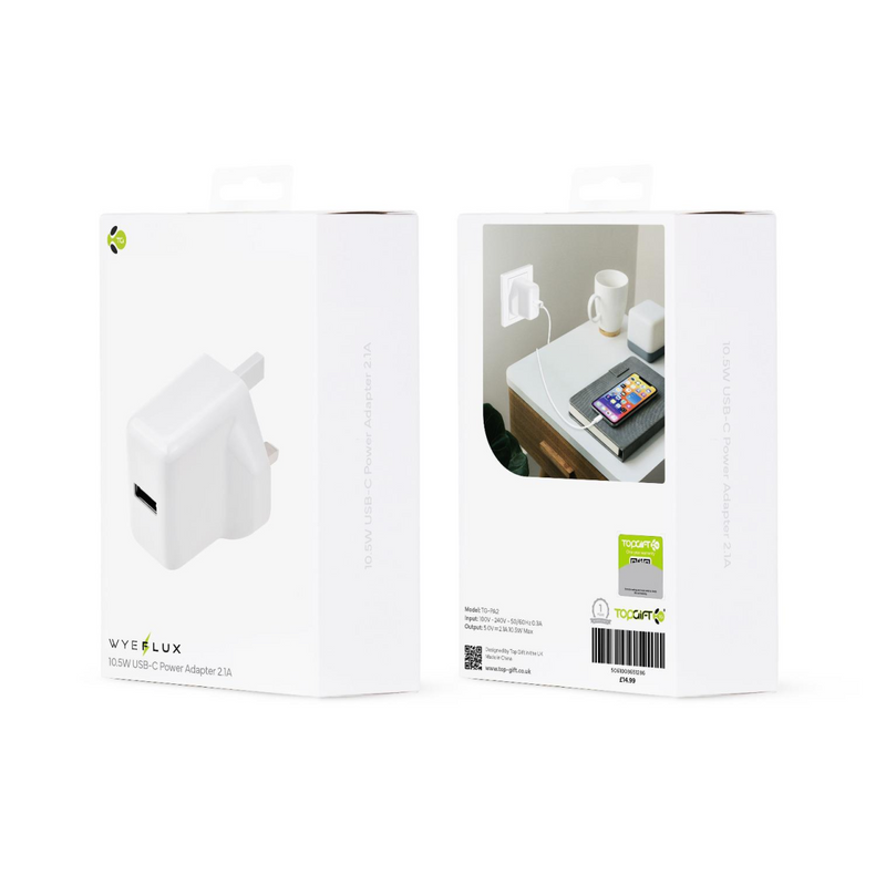 WYEFLUX 10.5W USB-A Power Adapter 2.1A