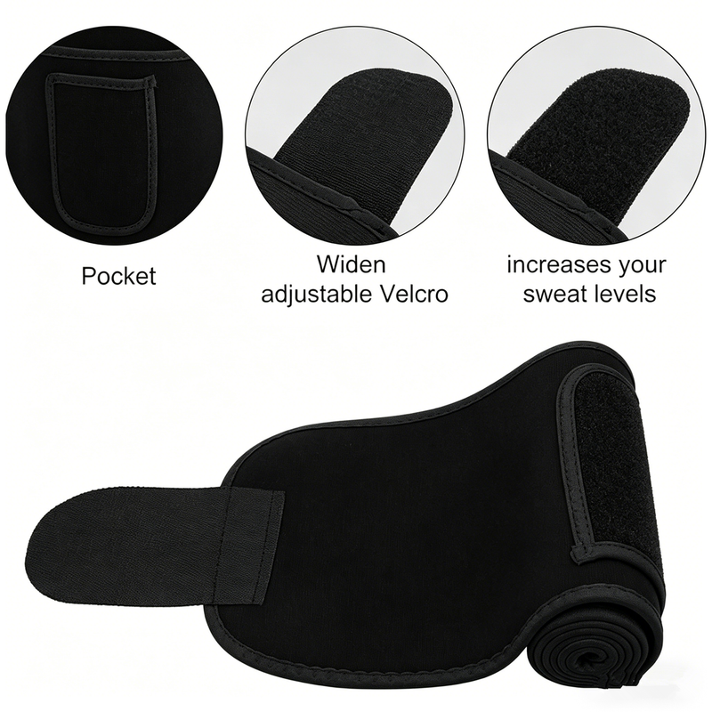 Waist Trimmer Belt Sport Workout Shaper Burner Slimming Belt W/ Phone Pocket Black
