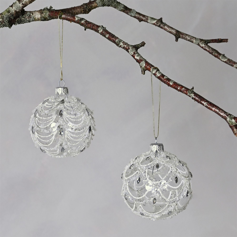 Hand Decorated Glass Bauble - Wave Pattern