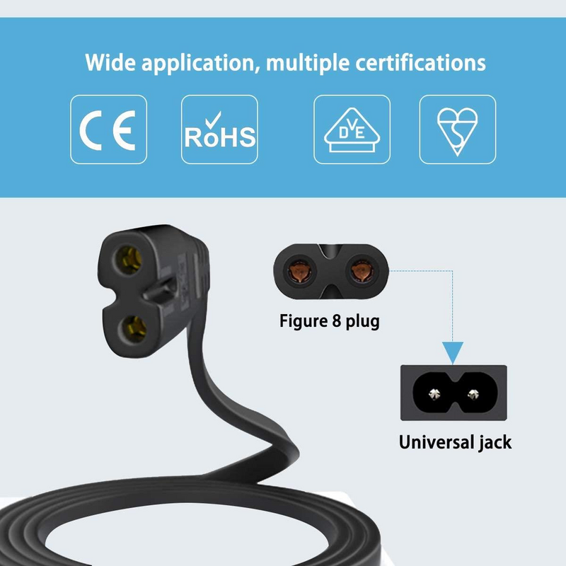 ExtraStar 2 Pin Power Cable UK Plug 1.5m – Black