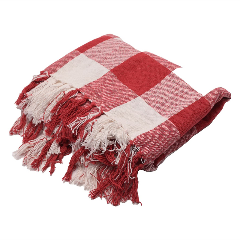 Red Chequered Cotton Throw