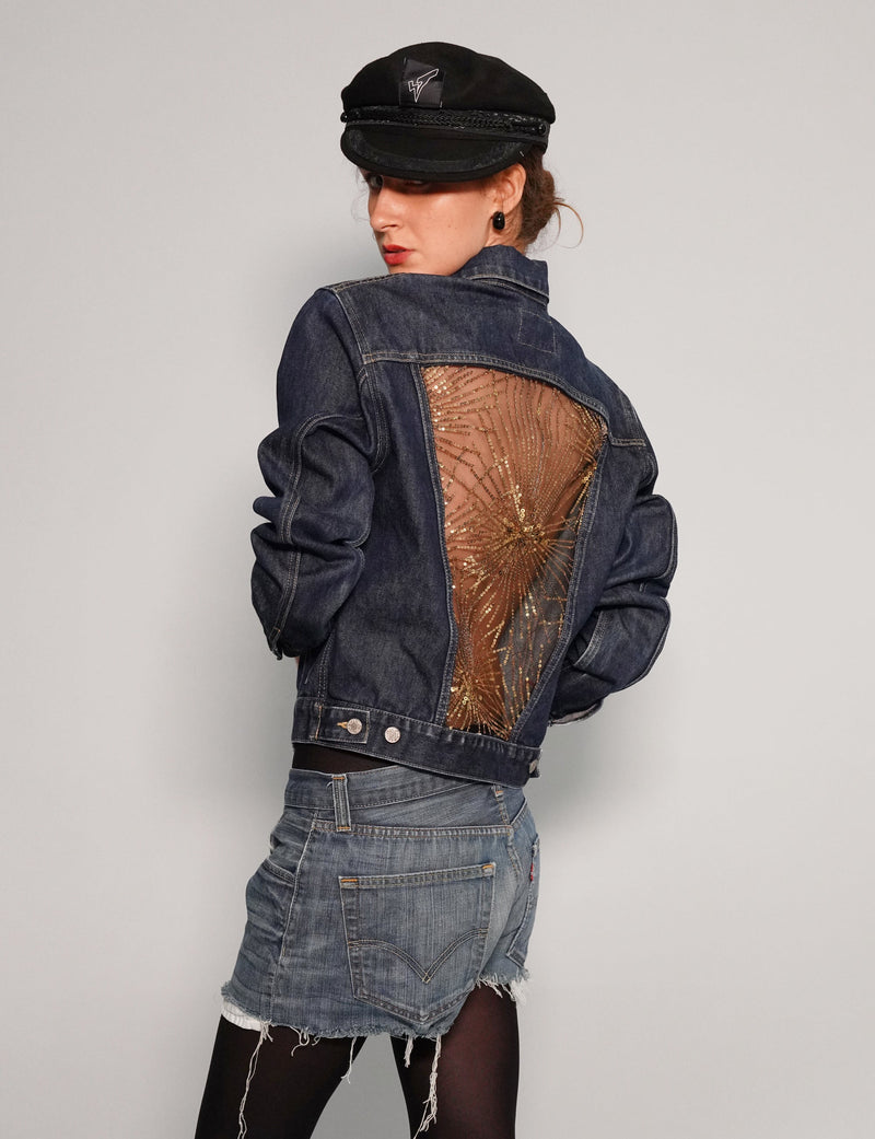 Party Back Denim Jacket in Blue