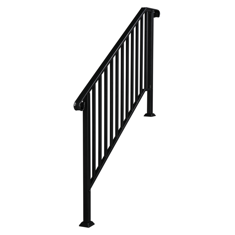 [Same Code：81504920  40310676]Artisasset Matte Black Outdoor 4 Level Iron Handrail