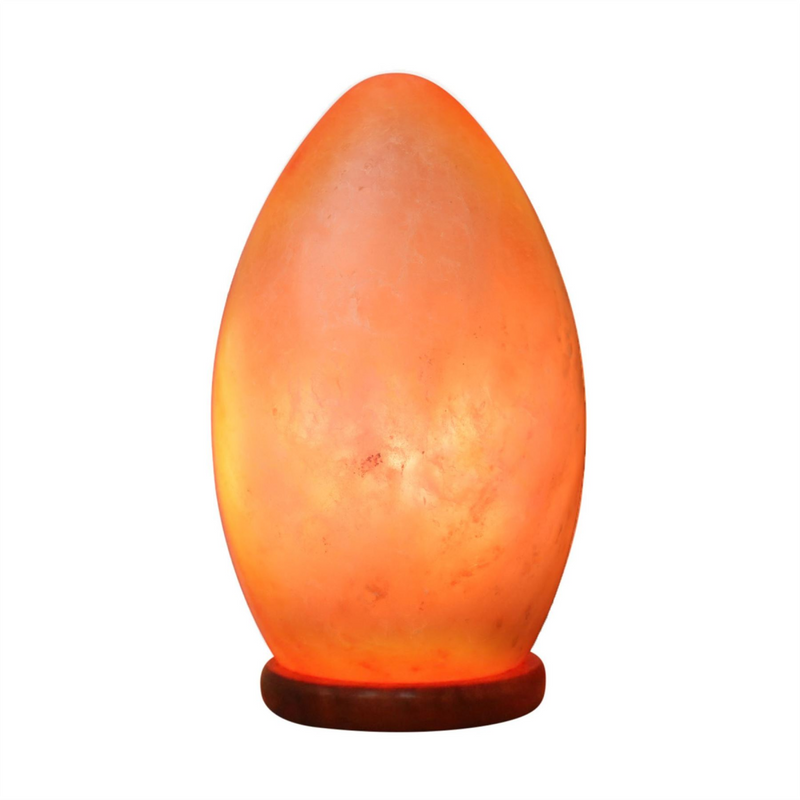 Egg Shaped Rock Salt Lamp with Wooden Base 20cm