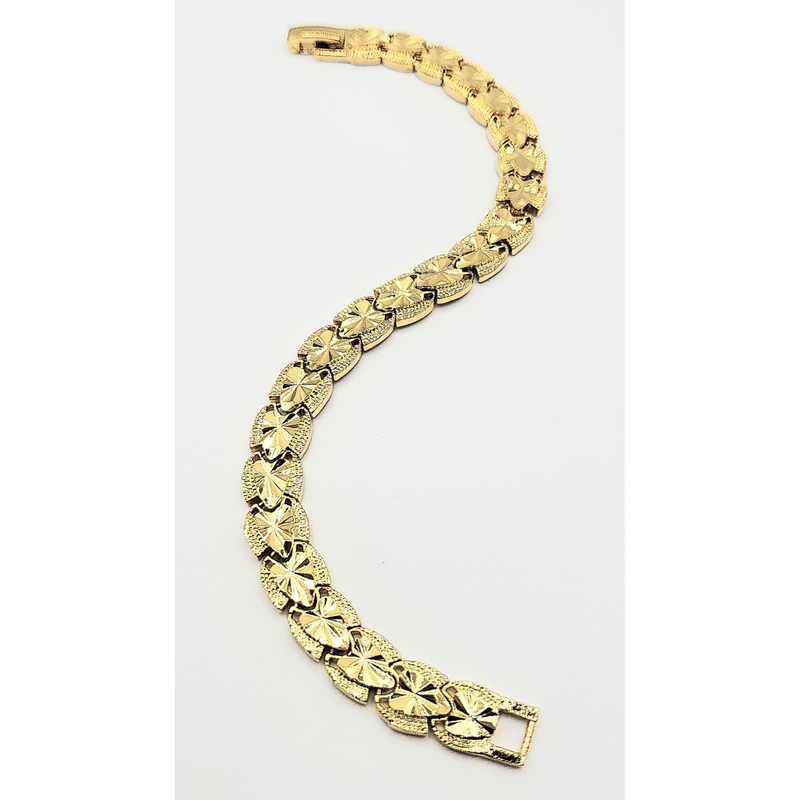 Elements Oval Wave Shiny Gold Link Bracelet