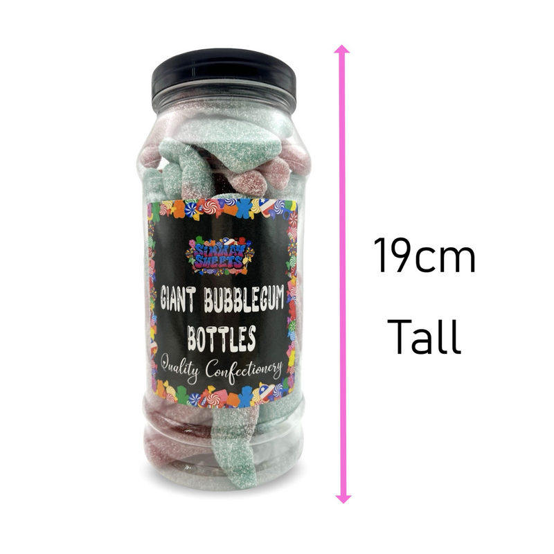 Giant Fizzy Bubblegum Bottles Retro Sour Gummy Sweets Gift Jar - 680g