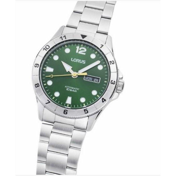 Lorus Mens Automatic Day Date Green Dial Stainless Steel Bracelet Watch RL463BX9