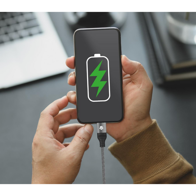 WYEFLOW Aluminum Alloy Braided USB-A to 8-Pin Charging and Syncing Cable 2m