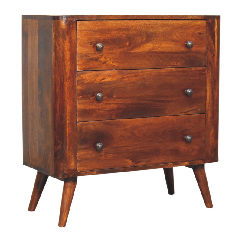 Artisan Furniture Solid Wood Bera Chest, Light Brown, 3 Drawers