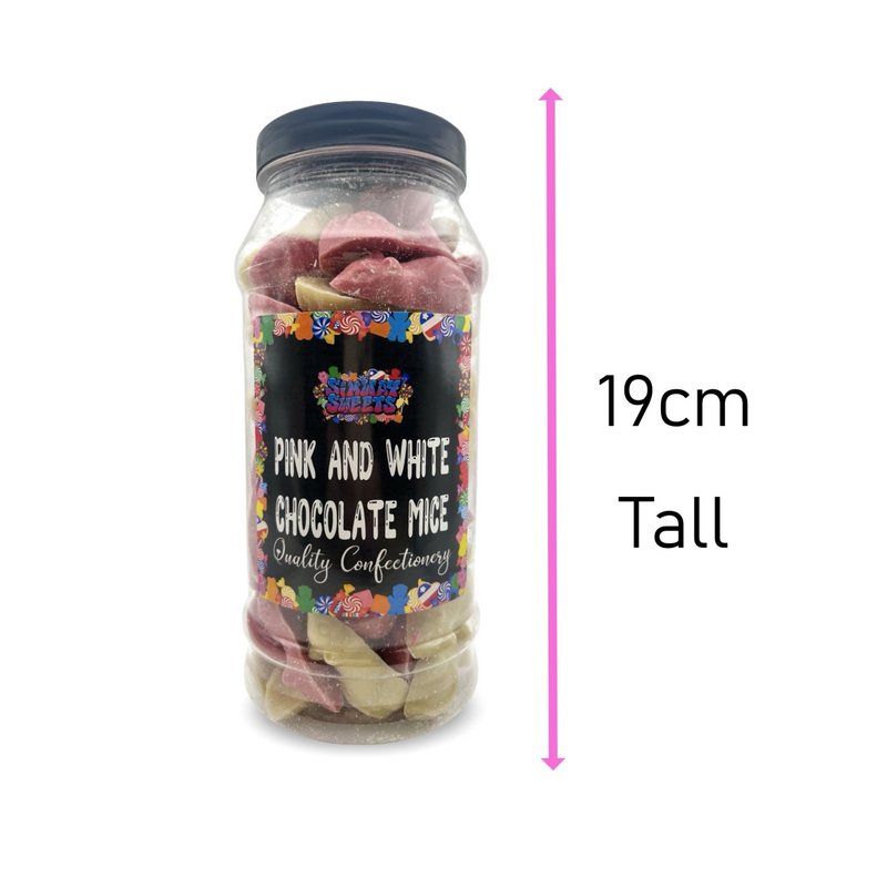 Pink & White Chocolate Mice Retro Sweets Gift Jar - 600g