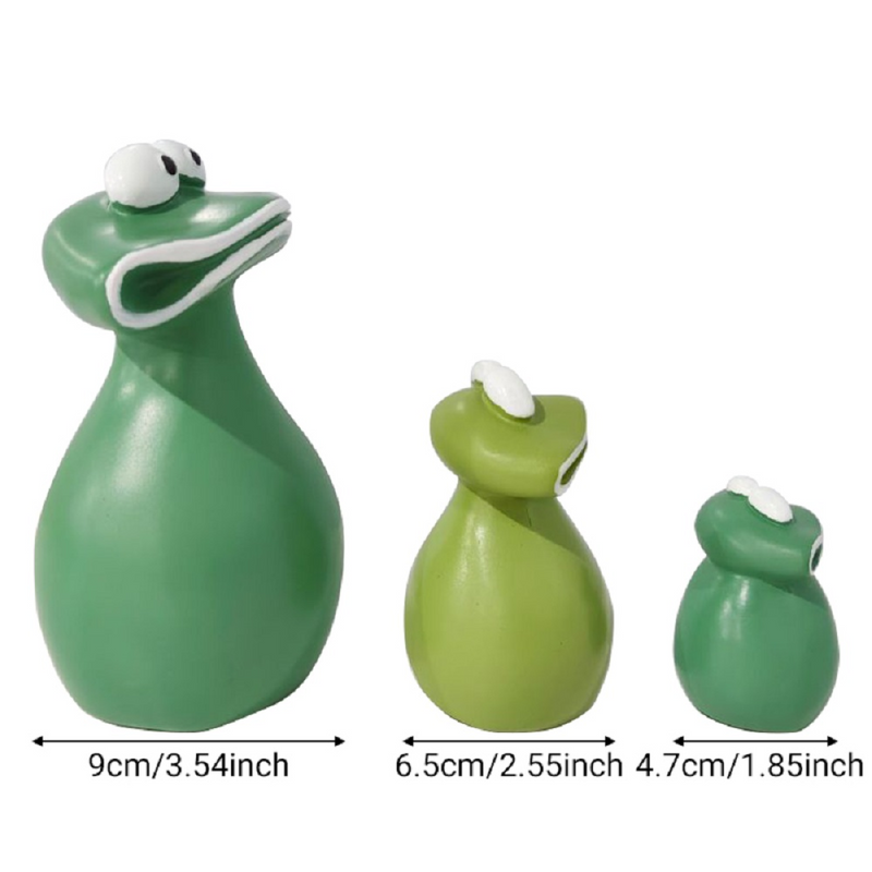 3 PCS New Big Mouth Frog Garden Decoration Waterproof Resin Family Garden Statue