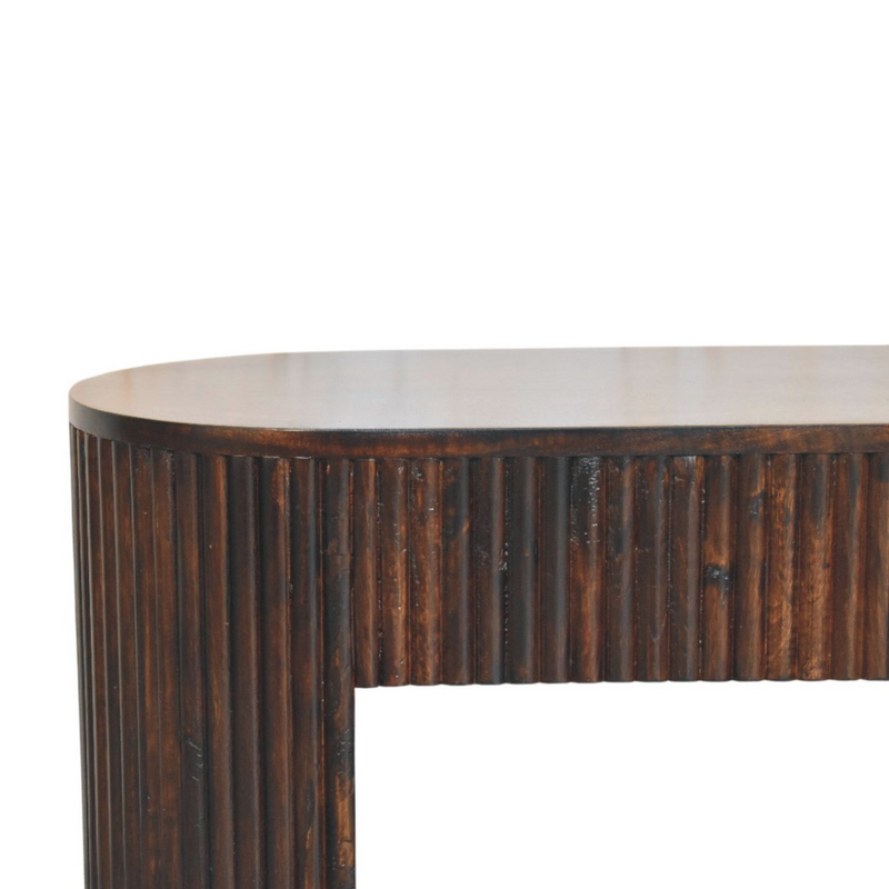 Artisan Furniture Solid Wood Velvet Mocha Fluted Bench, Dark Brown