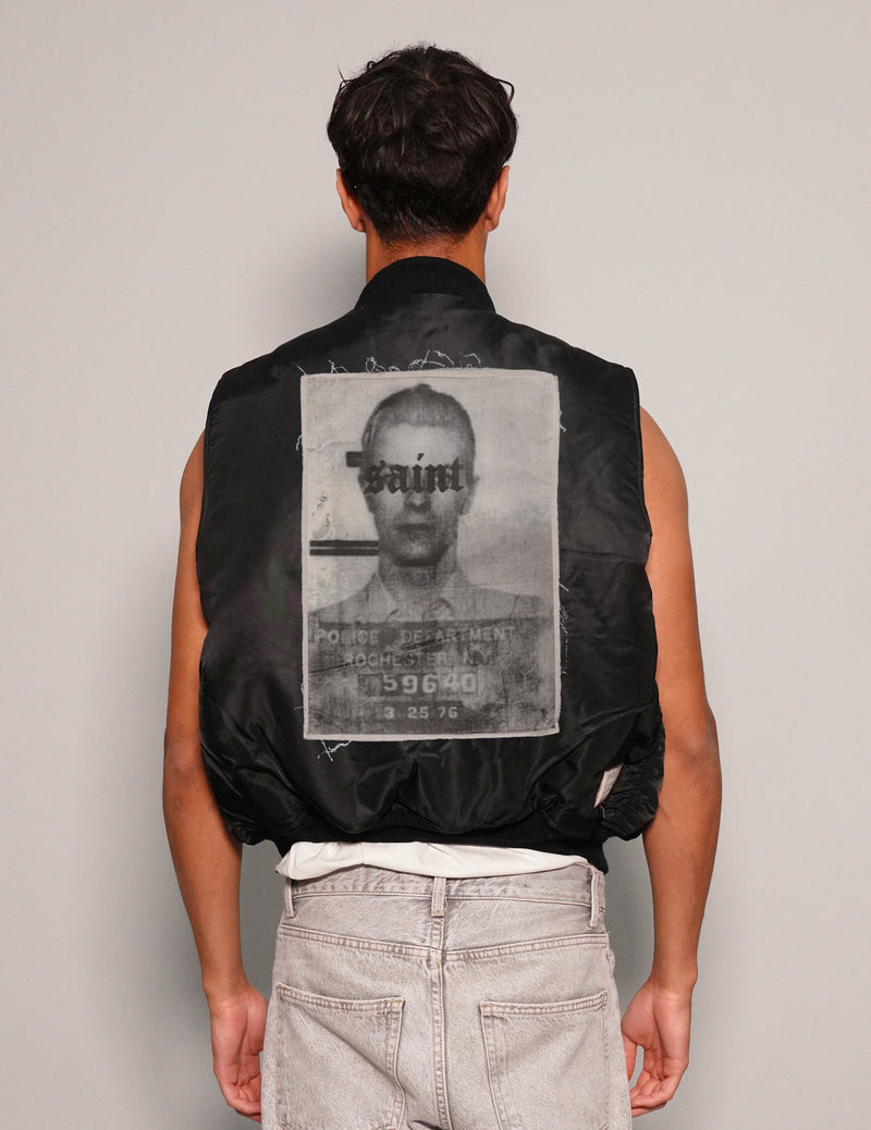 'Saint' Bomber Gilet in Black
