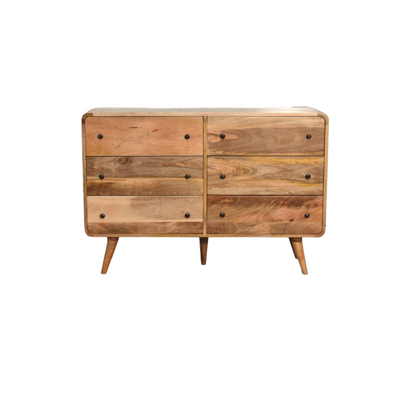 Artisan Furniture Solid Mango Wood Large Curved Oak-ish Chest