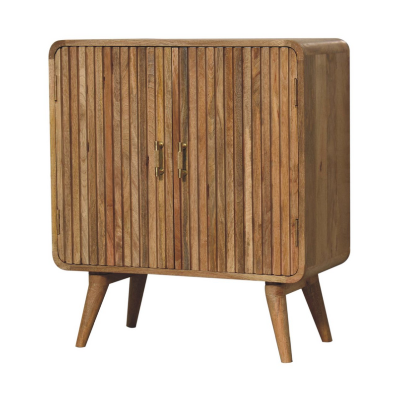 Artisan Furniture Solid Wood T-bar Ridged Cabinet, Light Brown, 2 Doors