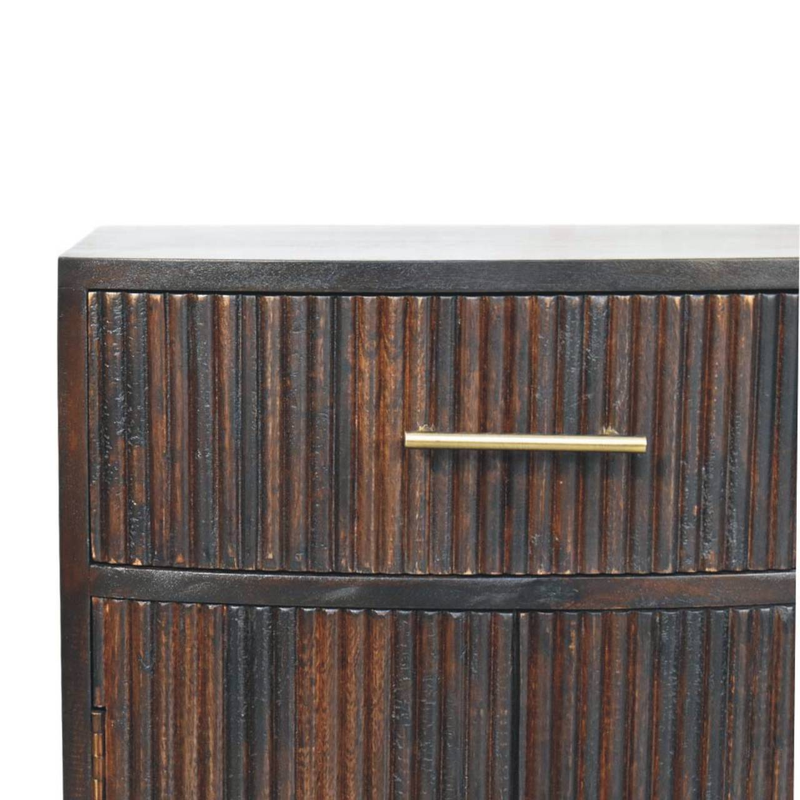 Artisan Furniture Solid Wood Milan Bedside, 1 Drawer & 2 Doors, Dark Brown