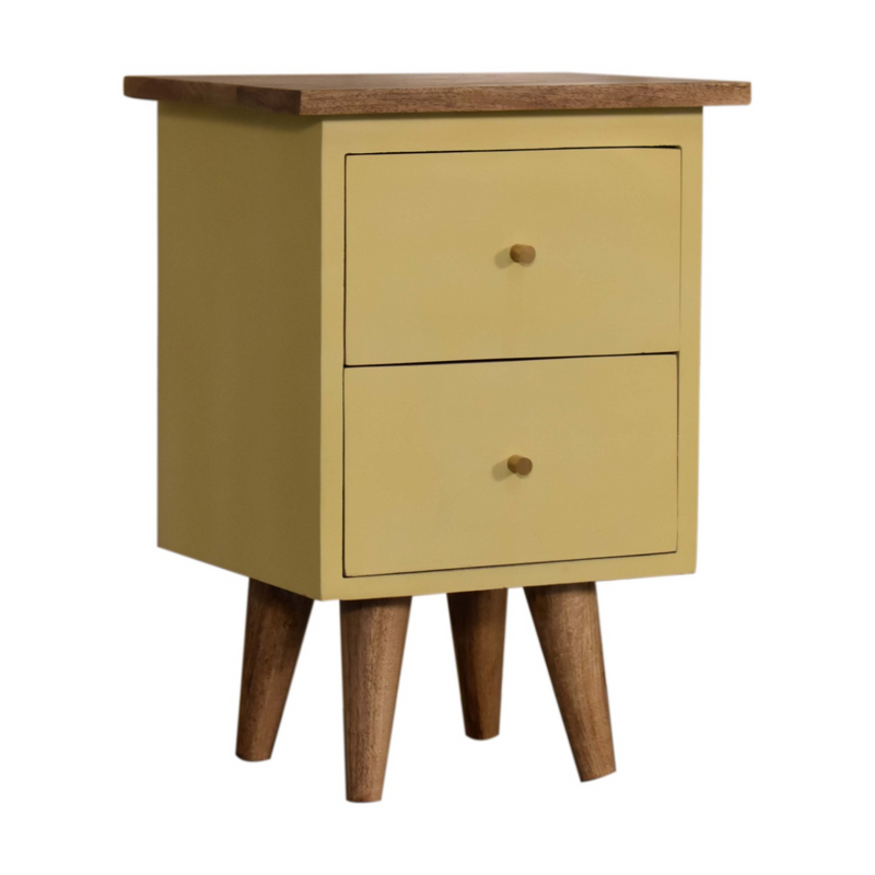 Artisan Furniture Solid Wood Yellow Hand Painted Bedside