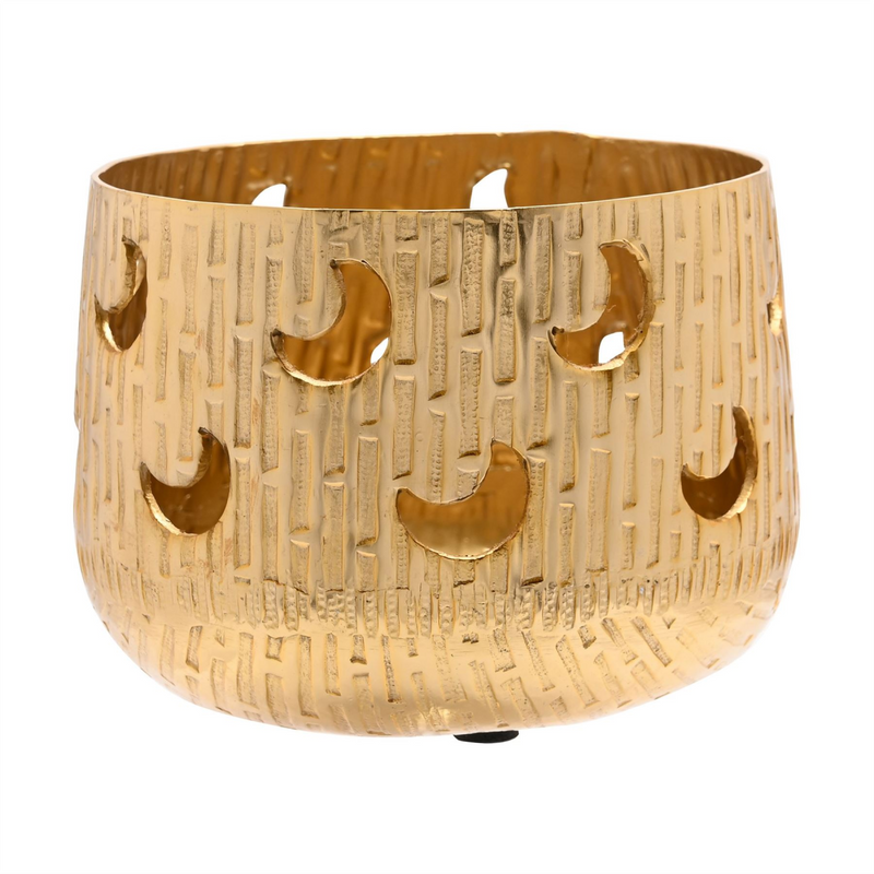 Celestial Set of 2 Gold Moon and Star Metal Votives
