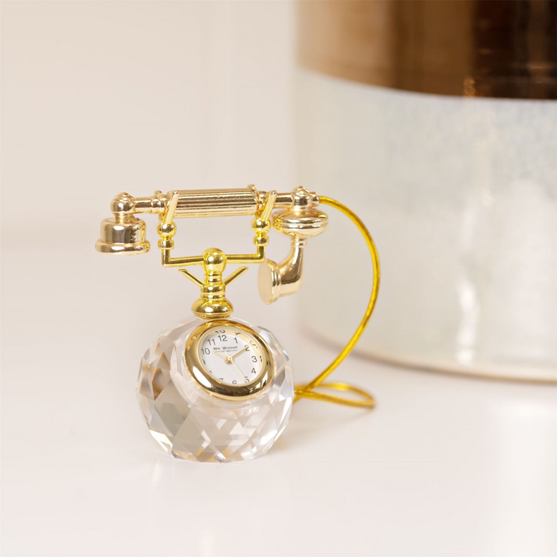Wm.Widdop Miniature Glass Clock Telephone