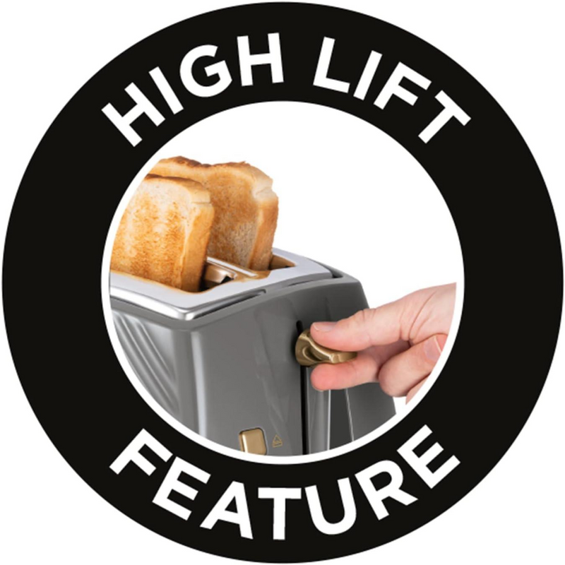 Russell Hobbs Groove Grey 2 Slice 850W Toaster