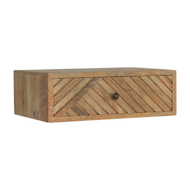 Artisan Furniture Solid Wood Floating Line Carved Bedside