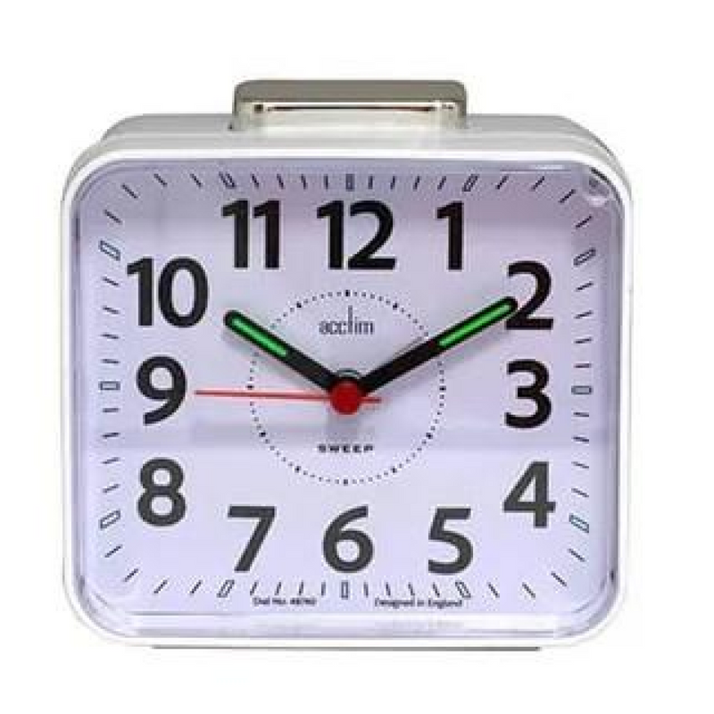 Acctim Parker Non-Ticking Sweep Loud Bell Alarm Clock in White - 16462