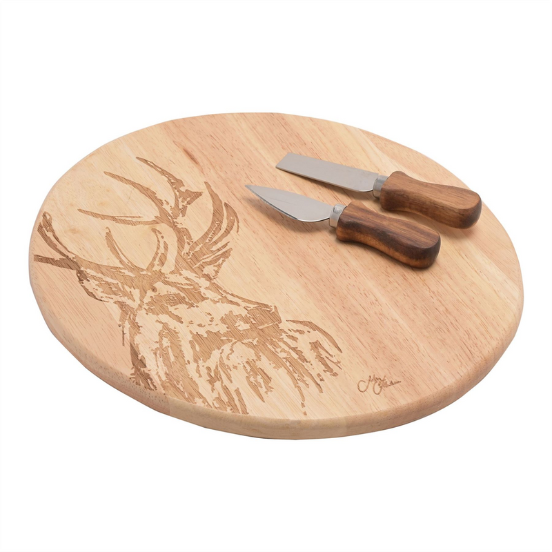 Meg Hawkins Round Cheese Board and Knife Set - Stag