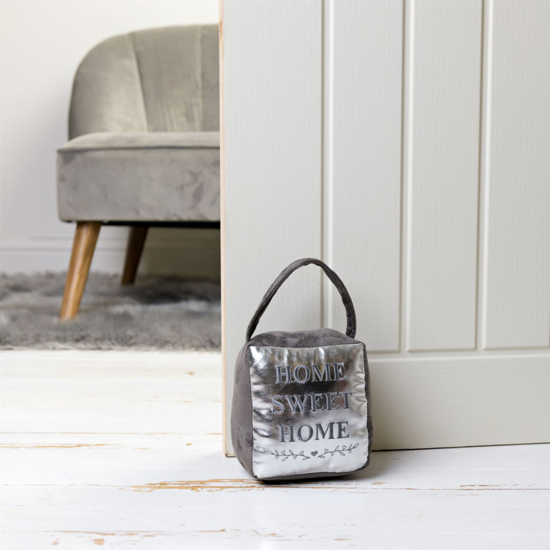Cube 'Home Sweet Home' Silver Door Stop