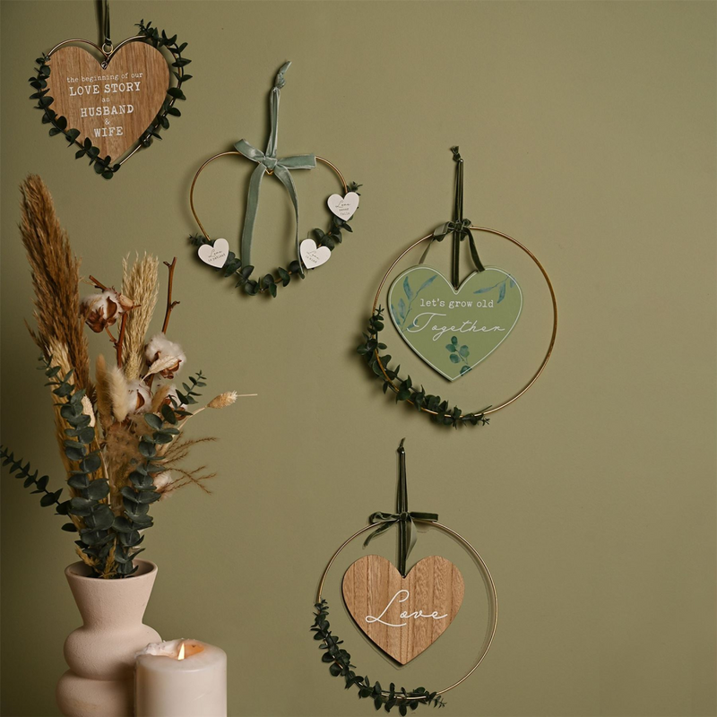 Love Story 'Husband & Wife' Heart Plaque with Leaves