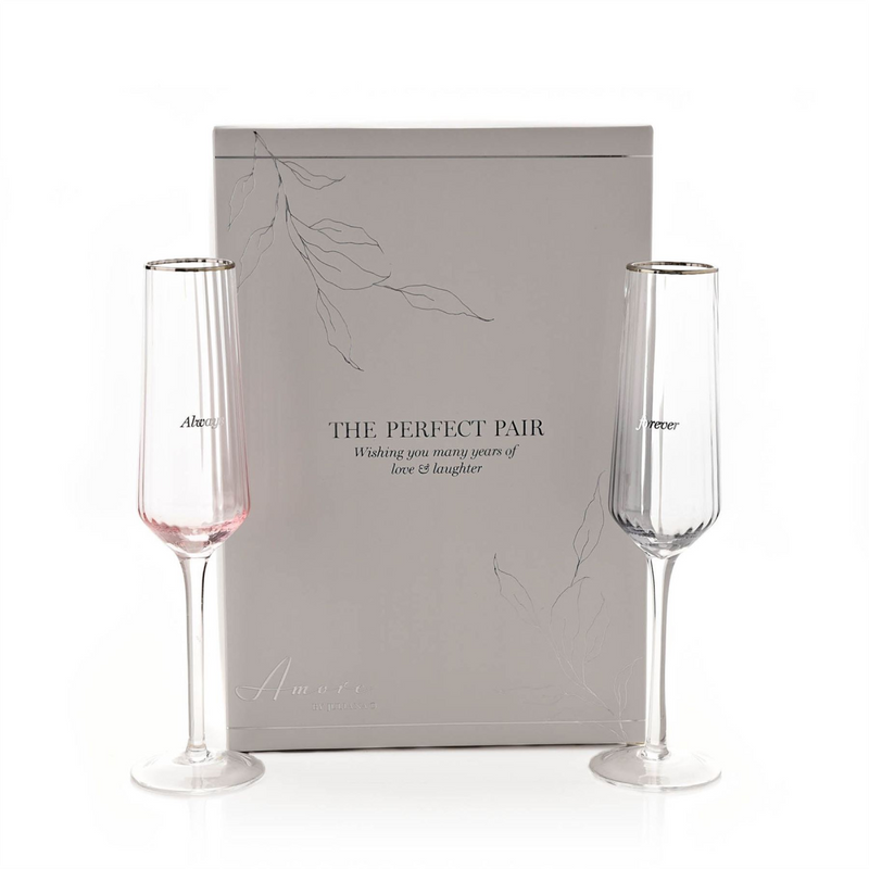 Amore Set of 2 Flute Glasses - Always & Forever